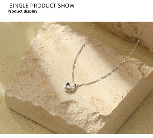 Title 6, Sterling Silver Irregular Concave Necklace Simp...