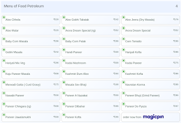 Food Petroleum menu 