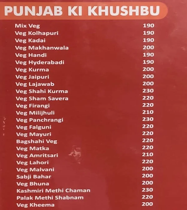 Khanpan Veg Restaurant menu 