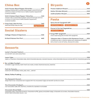 Carter Road Social menu 