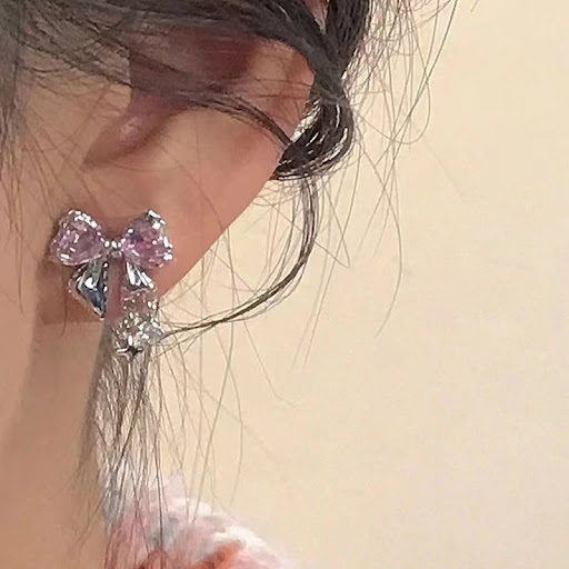 Title 5, Womens Diamond Bow Zircon Stud Earrings, a tou...