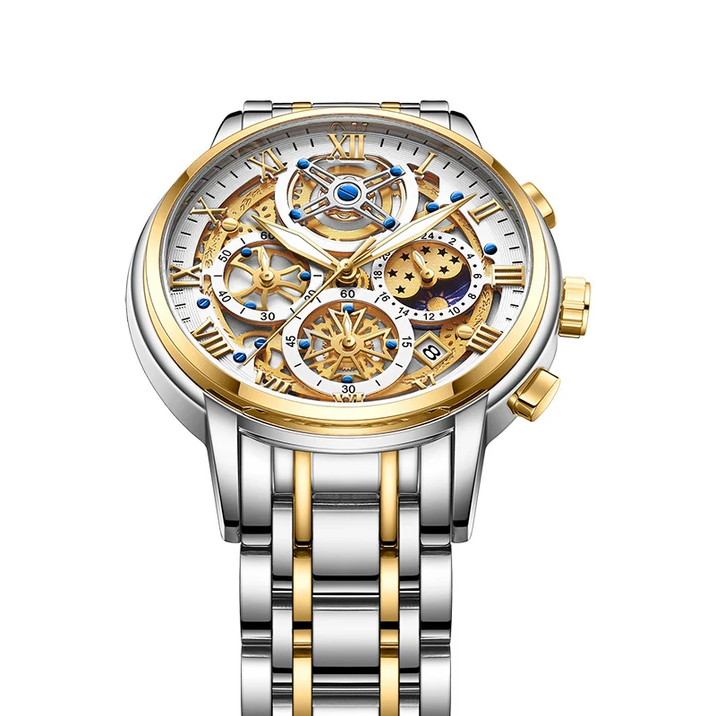 Heren quartz horloge multifunctioneel waterdicht met open design, perfect voor dagelijks gebruik en speciale gelegenheden.