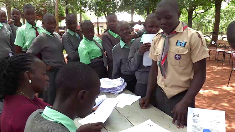 students of Bumala B secondary school applying for the bursary on February 23, 2024.