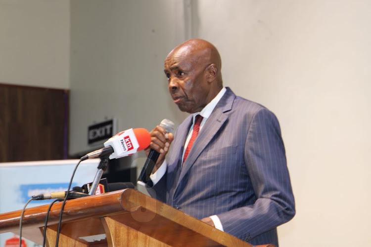 Education cabinet secretary Ezekiel Machogu speaking during the inauguration of Nairobi Education Conference at the Kenya Institute for Special Education (KISE), Kasarani on March 28, 2024/LEAH MUKANGAI