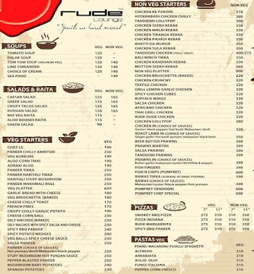 Rude Lounge menu 