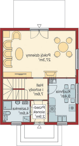 Domek Mały szkielet drewniany 004 ES - Rzut parteru