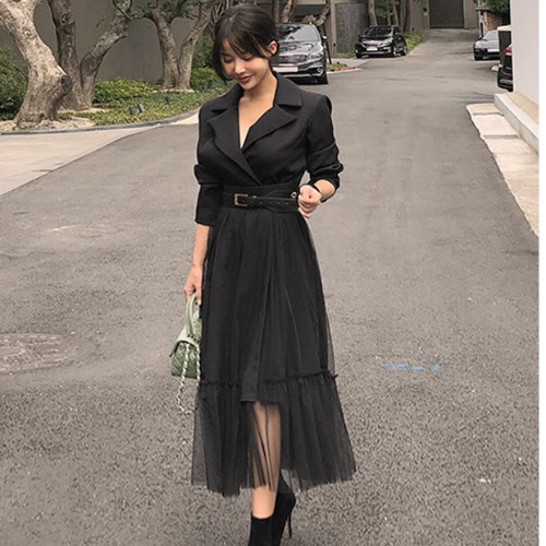 Title 2, Fashionable Stitching A-line Mesh Dress for a s...