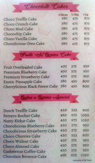 Bakes N Berries menu 1