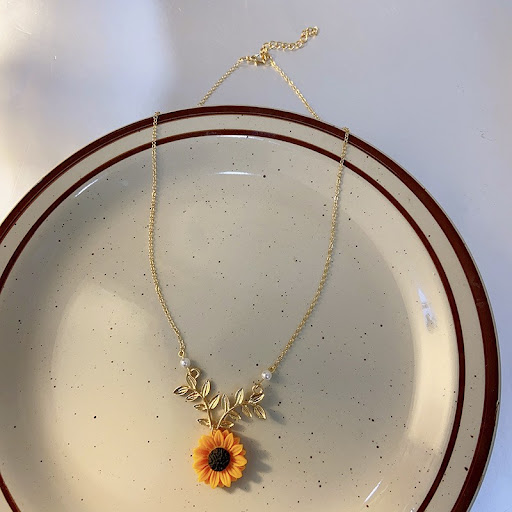 Title 5, Fresh, Sweet And Lovely Sunflower Pearl Necklac...