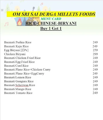 OM Sri Sai Durga Millets Foods menu 