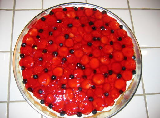 Strawberry Pizza with Blueberry's for that 4th of July Red, White and Blue!