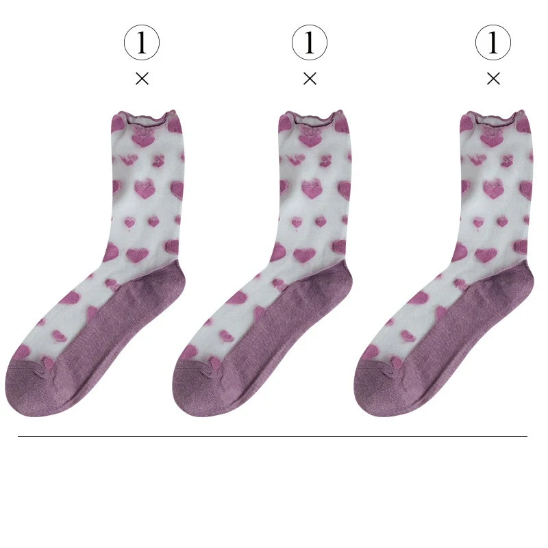 Love Socks Female Middle Tube Transparent Korean Glass Silk Tide Crystal Socks. Stylish and chic, perfect for adding a t