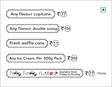 Natural Ice Cream menu 