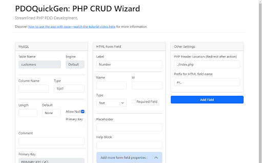 PDOQuickGen: PHP CRUD Wizard