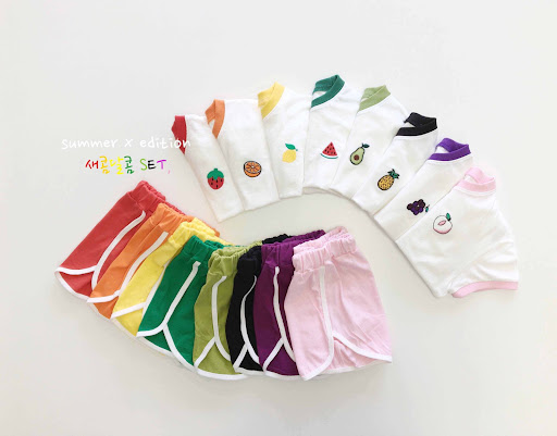 Title 9, Fruit pattern children set for kids. Fun, color...
