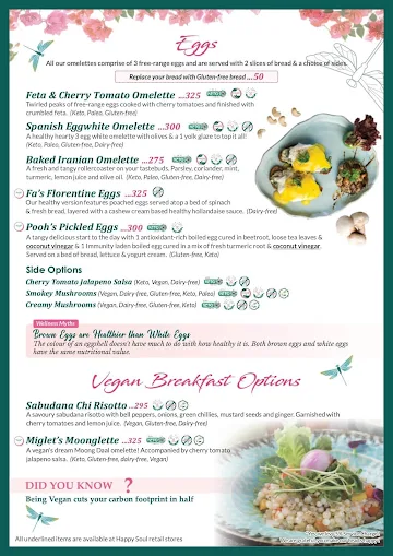 Happy Soul Shop menu 