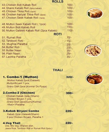 Lucknow Kabab menu 