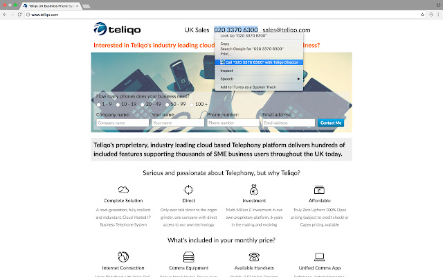 Teliqo Click To Call chrome extension