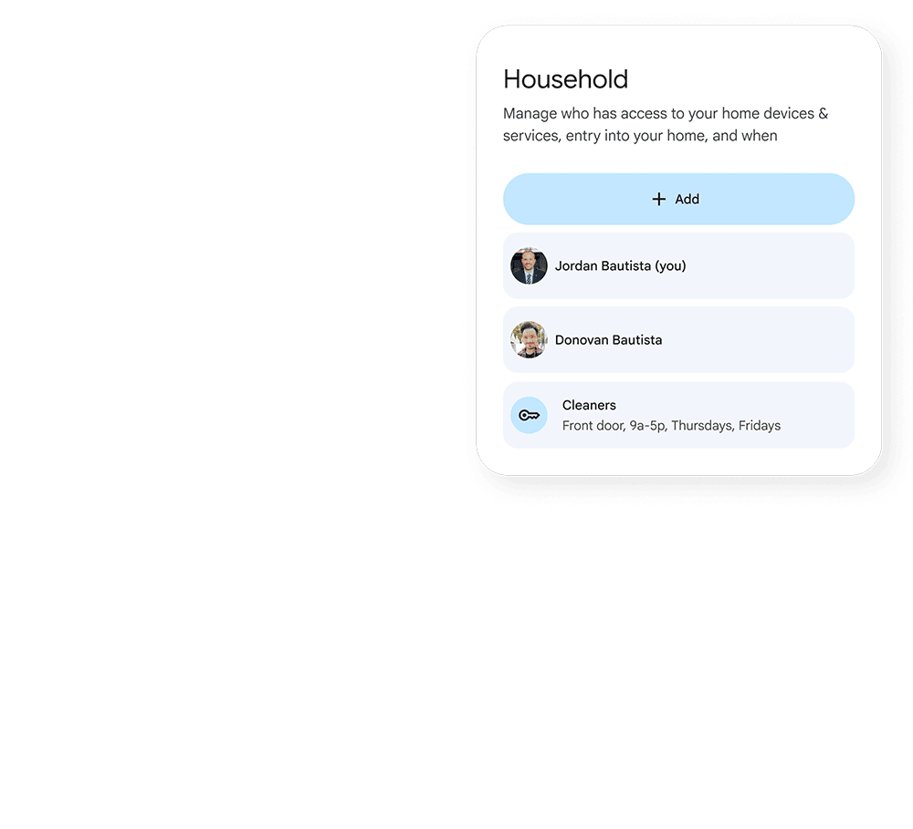 Home access panel in Google Home app