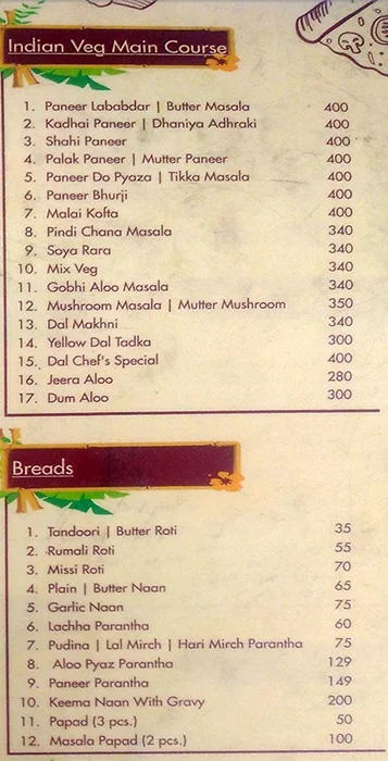 Tandoori Innings menu 