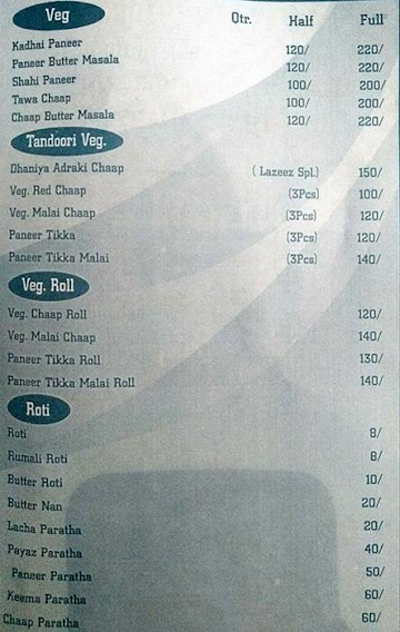 New Lazeez Chicken Tandoori menu 