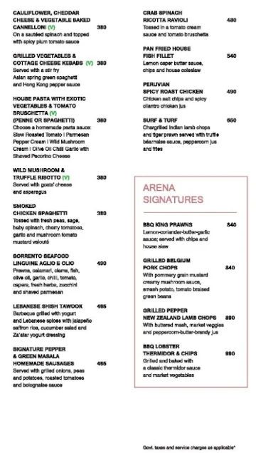 Arena - Artisanal Brewkitchen menu 