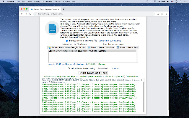 Torrent Cloud Download Tester chrome extension