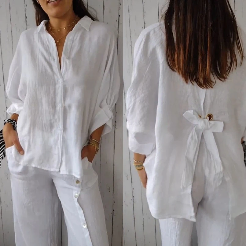 Haut femme en coton et lin, tendance et confortable. Idéal pour un look estival, respirant et élégant. Un incontournable pour votre garde-robe.