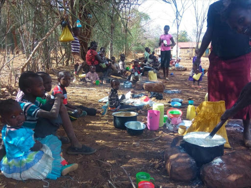 Some of the 2,000 residents displaced after suspected Pokot bandits attacked Arabal in Baringo South, February 21, 2017. /JOSEPH KANGOGO