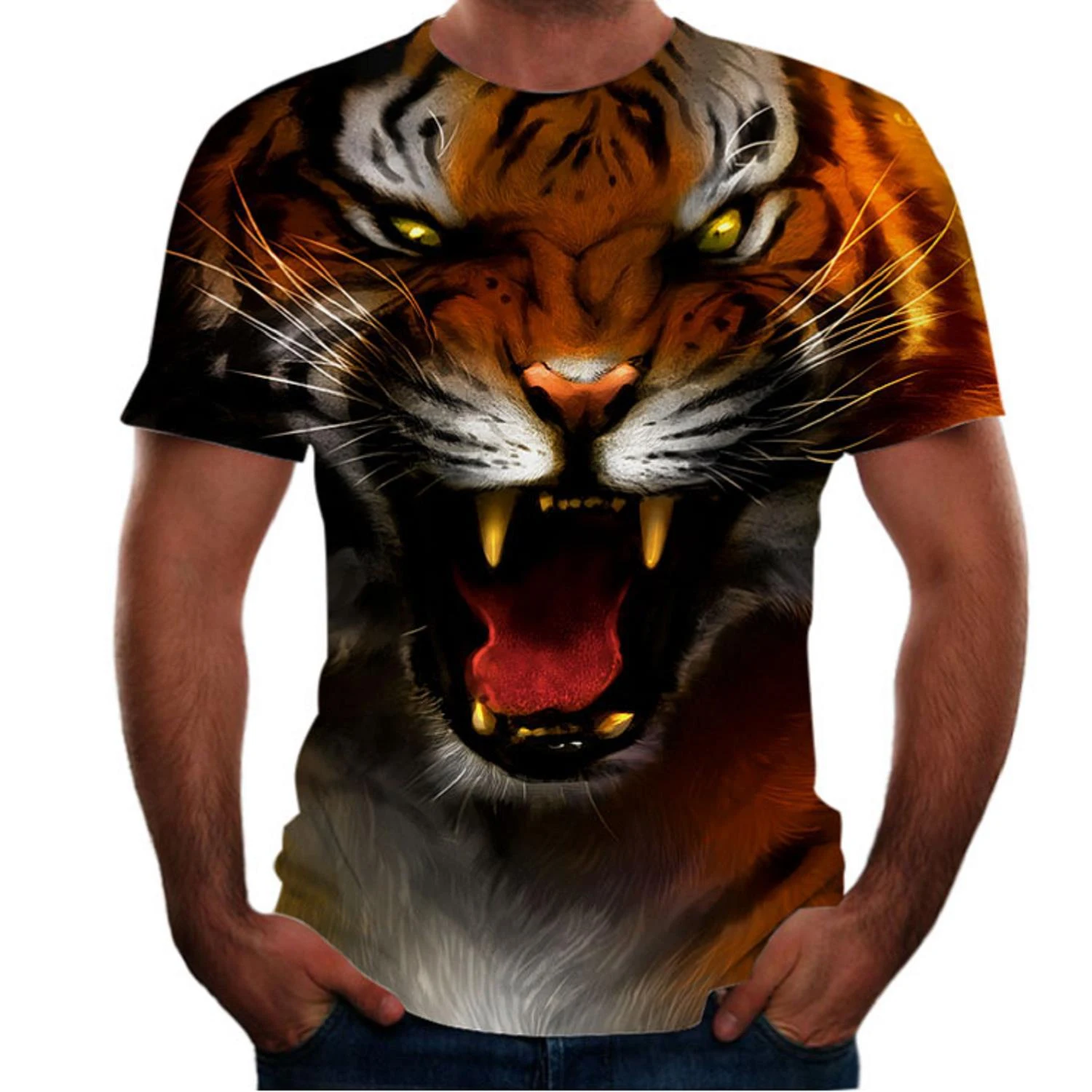Title 12, T-shirt 3D homme à motif animal Manches courtes...