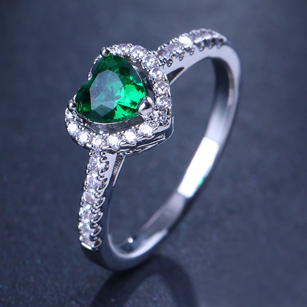 Title 7, Emerald Loving Heart Zirkonia Ring voor dames E...