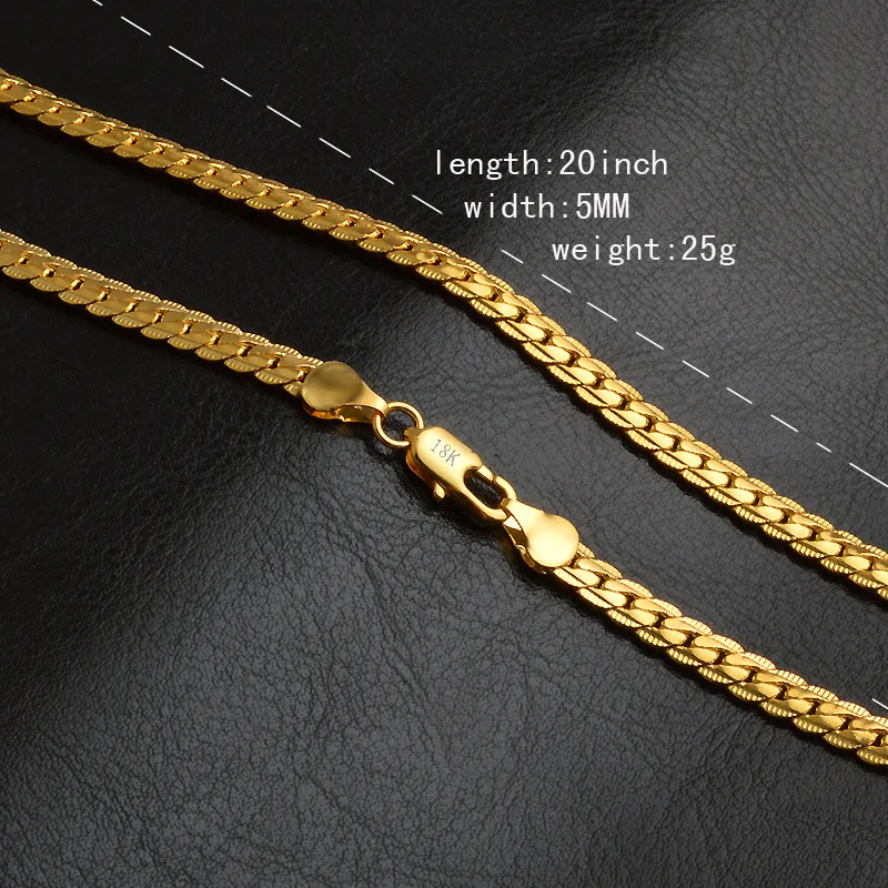 5MM volledig vergulde halsketting, een stijlvol en duurzaam sieraad dat een vleugje luxe toevoegt aan je look. Perfect voor elke gelegenheid.