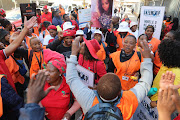 People against GBV protesting outside South Gauteng High Court in Johannesburg.