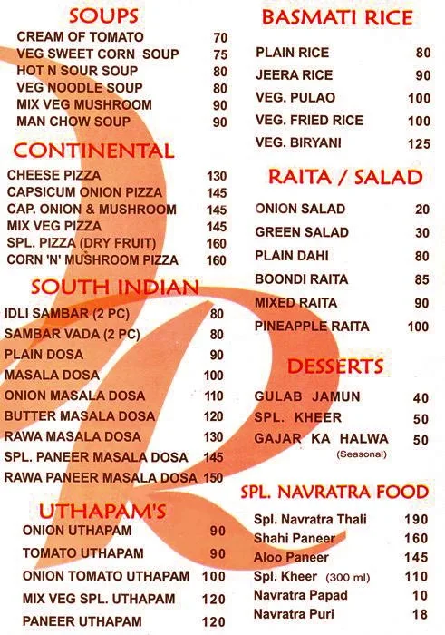 Punjabi Rasoi menu 