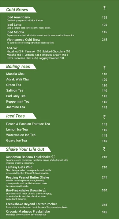 Vice Versa menu 