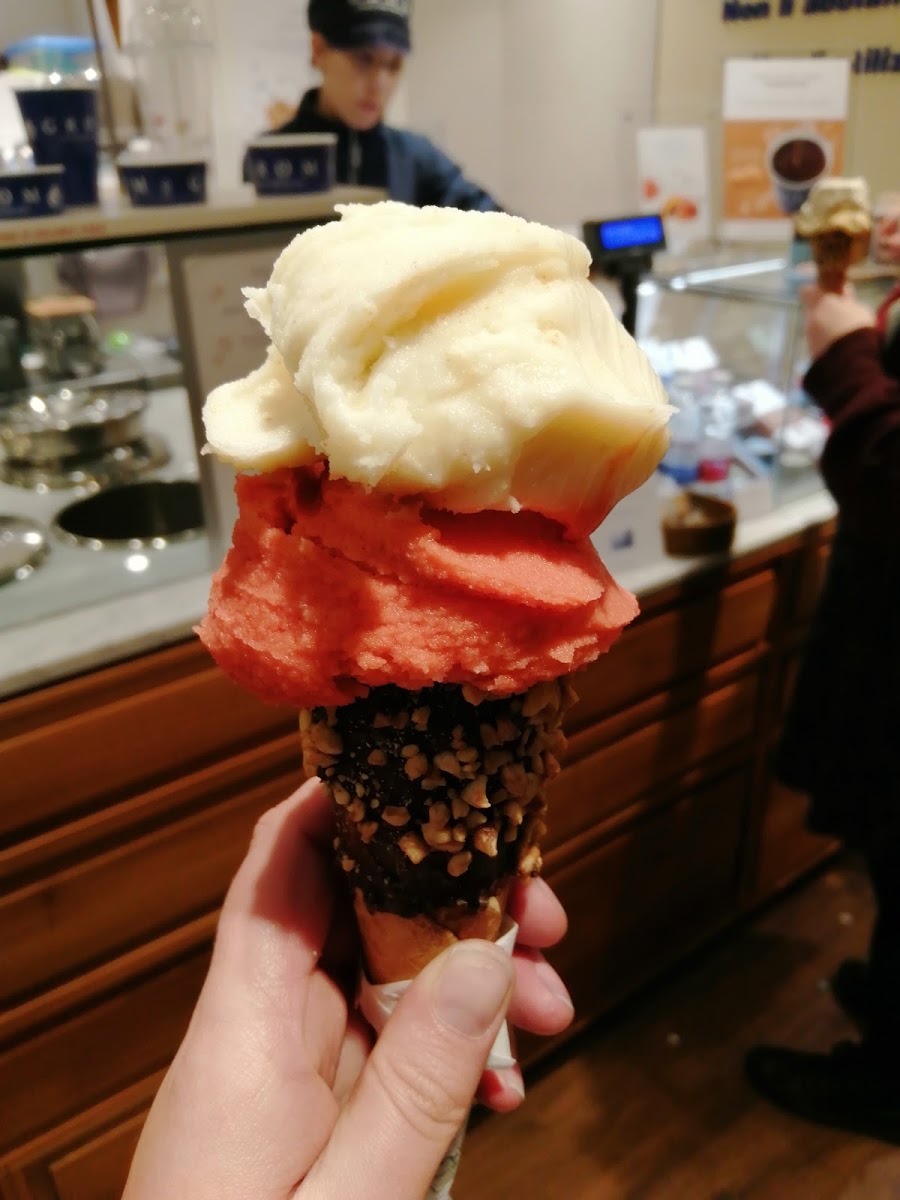 pear and strawberry cone