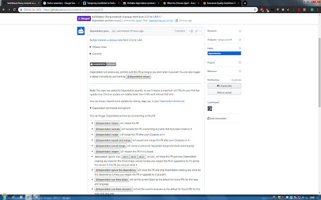 Clickable dependabot commands chrome extension