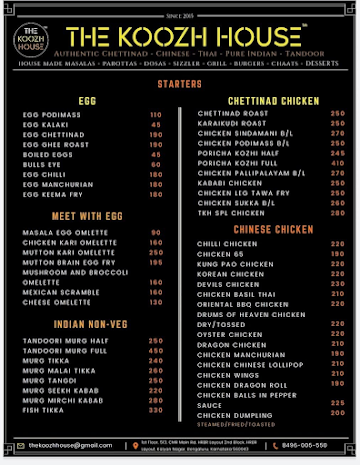 The Koozh House menu 