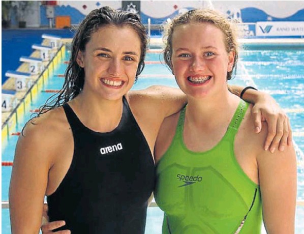 DSG swimmers Toni Rafferty, left, and Emma Podesta excelled at the junior national swimming championships in Durban