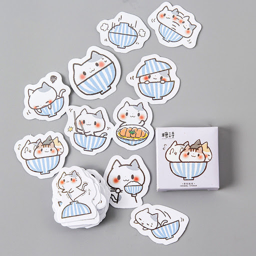 Title 4, Candy Poem Boxed Stickers A Bowl of Cat Stickers
