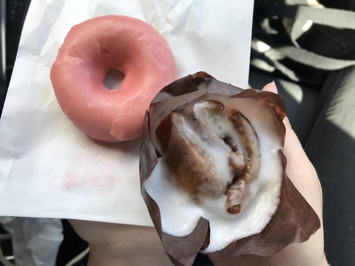 Strawberry donut and cinnamon roll!