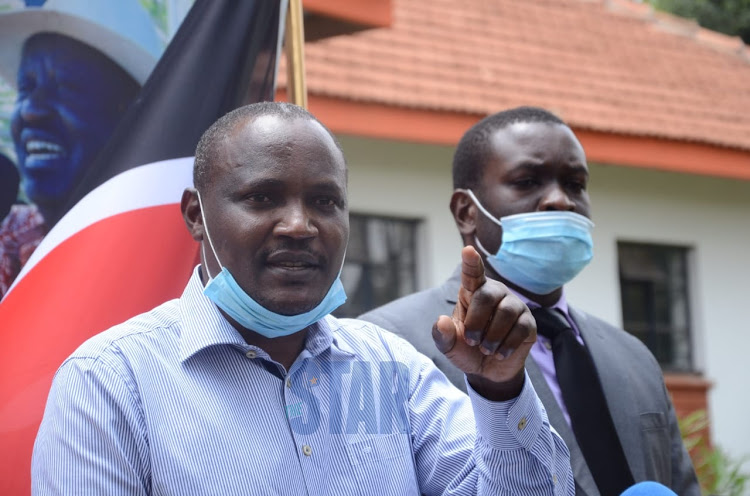 ODM national chairman John Mbadi and secretary general Edwin Sifuna during a press briefing on the impeachment of Migori Governor Okoth Obado at Chungwa House in Nairobi on September 3, 2020.