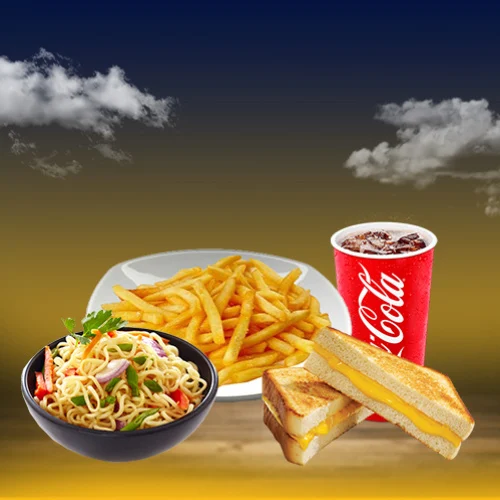 1 Veg. Cheese Maggi + 1 Classic Fries + 1 Grill Sandwich + 1 Coke