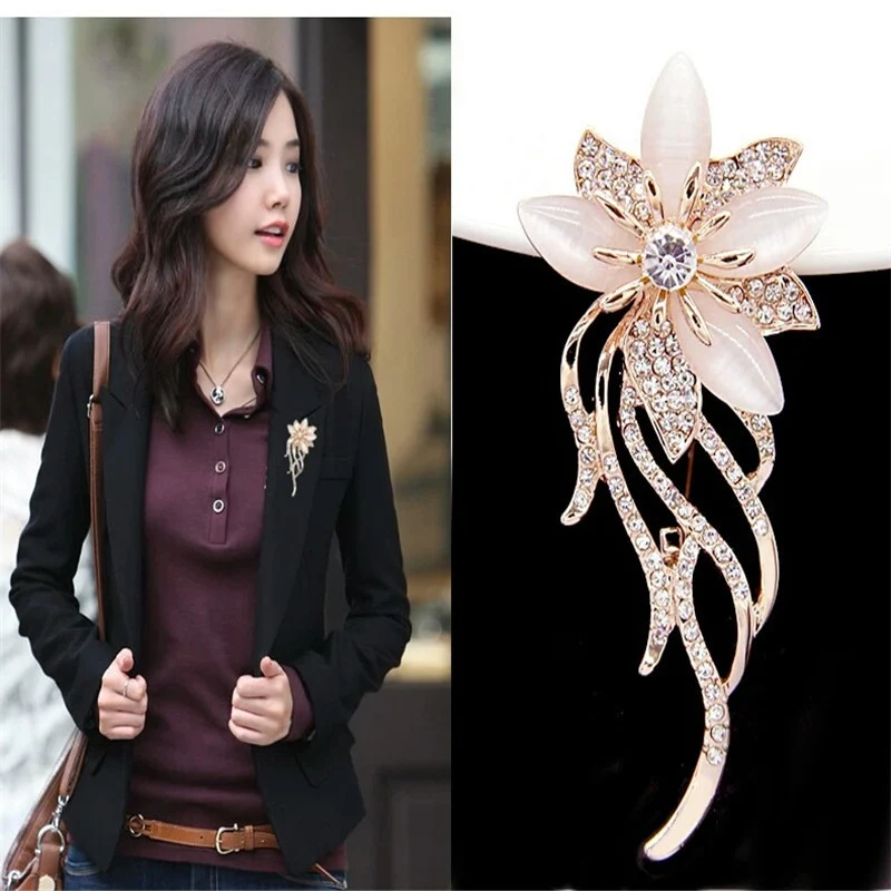 Korean Version Ladies Temperament Creative Opal Pin, an elegant and unique accessory to elevate your style and add a tou