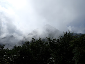 独標からガスの中の山頂