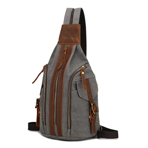 Title 5, Retro Chest Bag Male, Crazy Horse Leather and C...