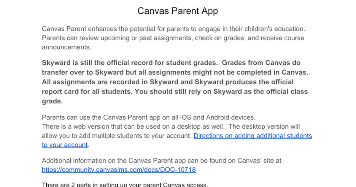 Canvas for Parents