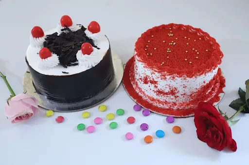 Red Velvet Cake [500 Grams] With Black Forest Cake [500 Grams]
