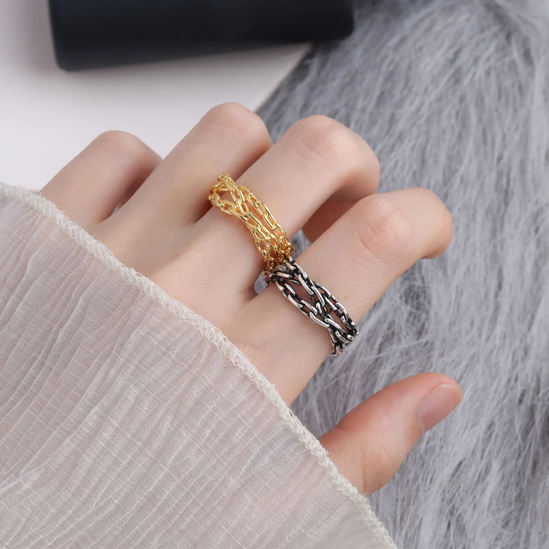 Title 3, New Latch Geweven Vintage Verstelbare Ring. Uni...