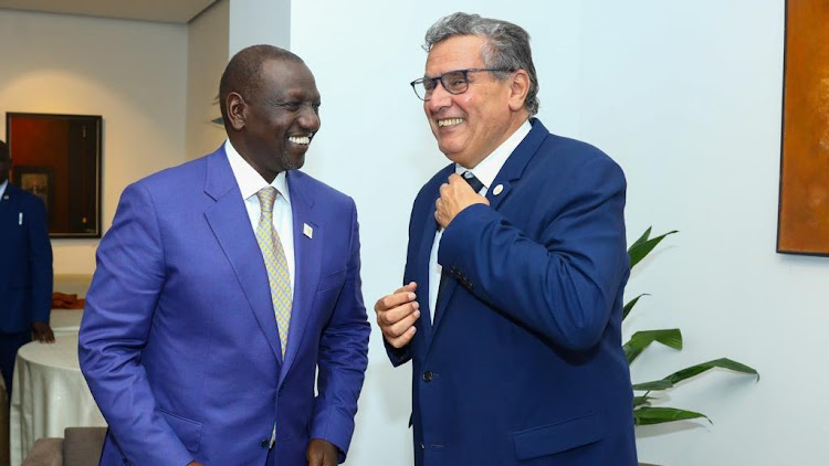 President William Ruto with Morocco’s Prime Minister Aziz Akhannouch